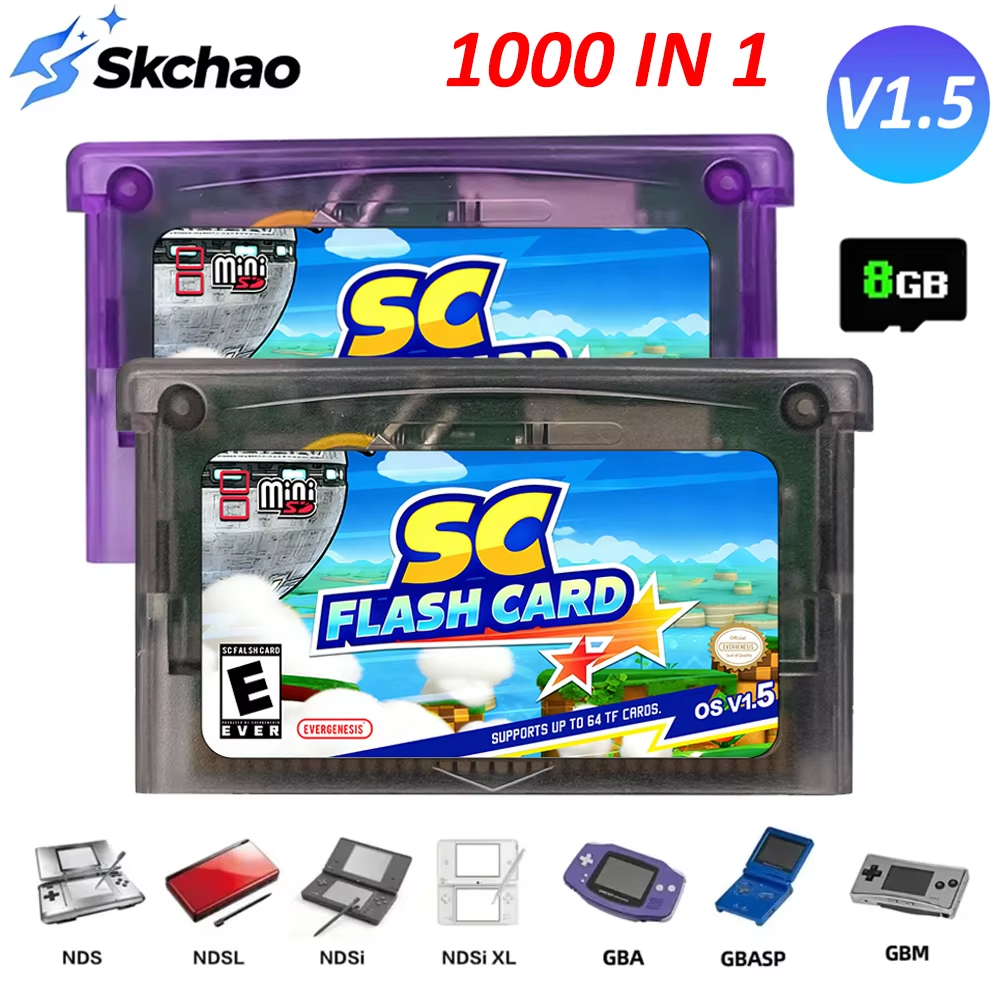 SuperCard SC-V1.5 Mini GBA Flash Card | 1000+ Games in 1 | Supports GBC/GB/NES
